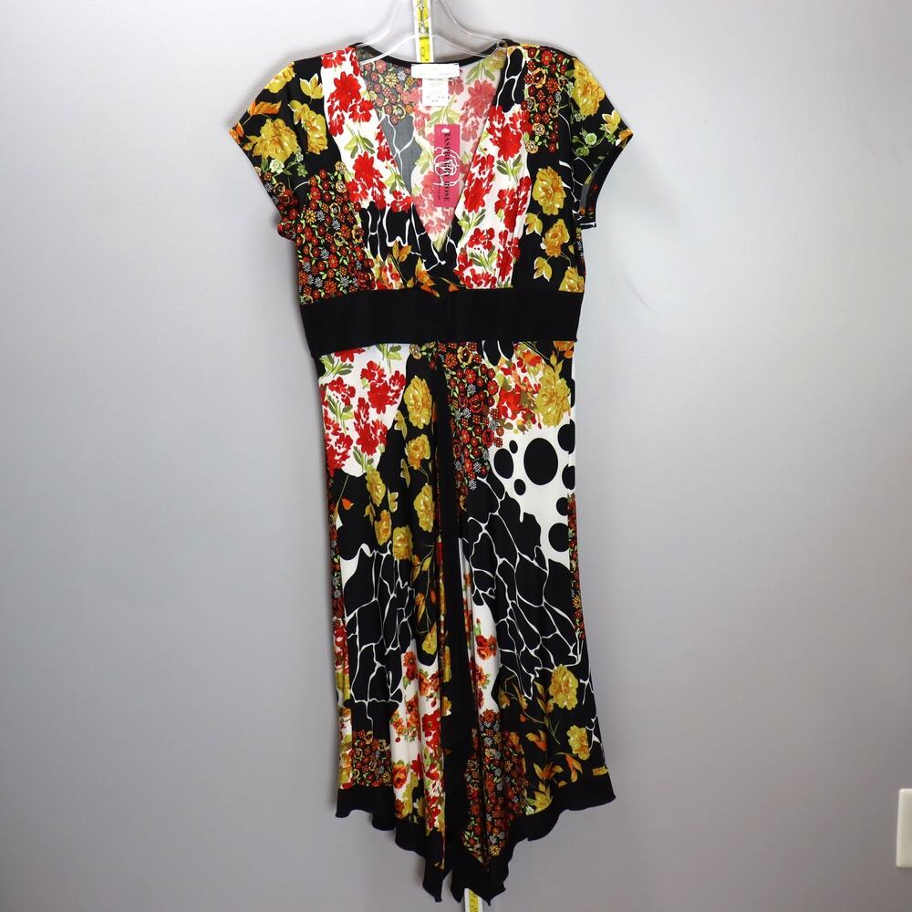 Papillon Blanc Raspberry Rose Patchwork Maxi Dress NWT Size M Stretch